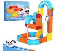 58pcs Electric Train Set, Train Track, Magnetic Train Set, Magic Rail Cube Train Set, 3D Racing Track Set with Electric Train, Traffic Signs, DIY Cube Track, Gravity-Defying Building DIY Toy Gifts