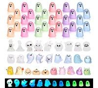 58PCS Luminous Mini Resin Ghost Cute Little Tiny Halloween Resin Pumpkins Ghost Miniature Figurines Glow in The Dark, Spooky Halloween Ghosts Decor for Fairy Garden DIY Outdoor House Meeting