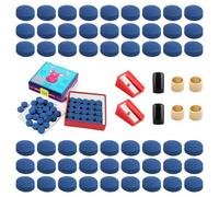 58PCS Snooker Cue Trim Kit, 10mm/9mm Leather Cue Tips, 2PCS Pool Cue Tip Sander, 4PCS Cue Tip Trimmer, Rubber Snooker Tips, 2PCS Cue Tip Ferrules Replacement Billiard Cue Repair Tool with Storage Box