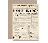 58th Anniversary Card for Men Women - Newspaper Married in 1967 - Happy 58 Year Wedding Anniversary Card for Companion Partner Husband Wife, A5 Anniversaries Greeting Cards