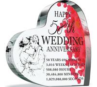 58th Anniversary Plaque Gifts for Wife Husband - Happy 58th Wedding Anniversary - I Love You Romantic Acrylic Heart Gift For Women Men, 100mm x 100mm Present For Couples Fifty-Eighth Anniversaries