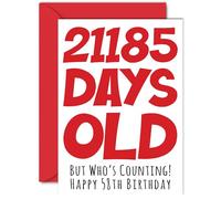 58th Birthday Card for Men Women Him Her - 21185 Days Old - Funny Adult Happy Birthday Card for Brother Sister Son Daughter Mum Dad, A5 Humour Joke Greeting Cards