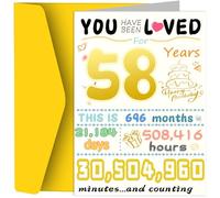 58th Birthday Card, Funny Birthday Decorations for Women Men, Best 58 Year Old Birthday Gifts for Mother Dad, Unique Creative Gift for Wife Husband