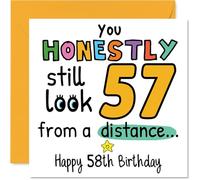 58th Birthday Cards for Women Men - From a Distance - Happy Birthday Card for 58 Year Old Woman Man Dad Friend Brother Neighbour, 145mm Bday Greeting Cards