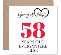 58th Birthday Cards for Women Men - Young at Heart - Happy Birthday Card for 58 Year Old Woman Man Sister Colleague Daughter Grandma, 145mm Bday Greeting Cards