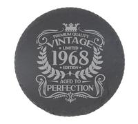 58th Birthday Gift for Men Vintage 1968 Aged to Perfection Engraved Slate Coaster Present for 58 Year Old Etched Natural Slate Placemat (Round Slate)