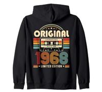 58th Birthday Gift Man Woman 1968 Vintage Cassette 58 Deco Zip Hoodie