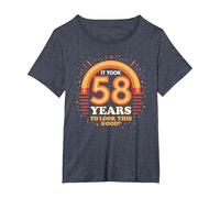 58th Birthday Gift: Vintage 1965 Retro Funny Quote T-Shirt, Women's Plus, Heather Blue, 3X