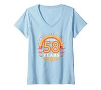 58th Birthday Gift: Vintage 1965 Retro Funny Quote V-Neck T-Shirt, Women, Baby Blue, M