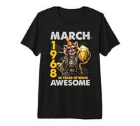 58th Birthday Raccoon Beer March 1968 Vintage 58 Years Old Premium T-Shirt