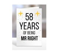 58th Wedding Anniversary Card, of being Mr Right, Gifts for Husband, Boyfriend, Fiance, Couple, Ideas, Men, Him, Male, Presents for Christmas, 58 years, A5-176b_58