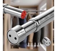 59-100cm Heavy-Duty Extendable Wardrobe Rail: Sturdy Hanging Rod for Closet | High-Strength Anti-Sag Expandable Clothes Rail with Sockets & Screws - for Winter Coats & Down Jackets in Bedroom Wardrobes
