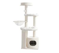 59.8 Inch Cat Tree, Modern Tall Kitty Climbing Tower, Multi Level Pussy House Condos with Transparent Capsule, Activity Center Play for Large Indoor Cats(White)