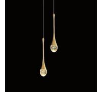 59'' Crystal Chandelier - 2-Light Gold Pendant for High Ceilings, Foyer & Living Room, Dimmable Staircase Lighting, Elegant Hanging Fixture, 150cm Attic Decor