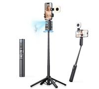 59" Extendable 360° Auto Face Tracking Phone Stand with Remote and Fill Light, No App Needed, Black Tracking Tripod for iOS and Android, Ideal for Content Creators and Video Recording