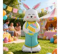 59 Inch Easter Bunny Balloons With Base - Giant Standing Inflatable Rabbit Foil Balloon For Indoor Outdoor Easter Party Decor, Home Garden Spring Festive Supplies