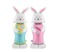 59-Inch Giant 3D Standing Bunny Balloon Self-Supporting Festive Cheer, Giant Standing Base Bunny Balloons, Foil Rabbit Balloons, Large Rabbit Birthday Easter Holiday Party Decoration Balloons (2PCS-B)