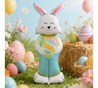 59 Inch Large Easter Bunny Balloons - Foil Helium Standing Rabbit Balloon with Base, Cartoon Bunny Balloons for Easter Party Supplies, Birthday Decorations, Home Garden Festive Decor (Blue)