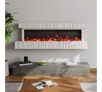 59 Inch Wall Mounted Electric Fireplace with Faux Stone Mantel, WiFi, Remote & LED Flames