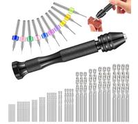59 PCS Hand Drill Bits Set, with 0.25-3.2mm Precision Pin Vise Hobby Drill 48 0.25-3mm Micro Twist Drills 10 0.1-1mm PCB Mini Drills for Resin Clay Woodworking Jewelry Craft Carving DIY Model Making