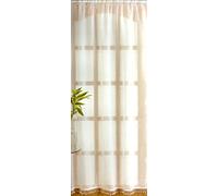 59" x 90" Pearls White Tape Top Voile Panel, Sheer Plain Voile With Pearl / Beaded Detailing