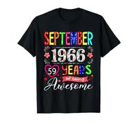 59 Year Old September 1966 Floral 59th Birthday Girl Women T-Shirt