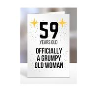 59 Years Old, Officially a Grumpy Old Woman Card, Funny, Joke, Gift, 59th Happy Birthday, Presents for Mum, Mummy, Grandma, Wife, Aunt, Her, Female, A5-164_102