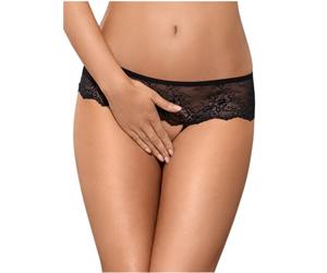 5901688213377 Obsessive Merossa Crotchless Panties figi otwarte Black S/M (P1)