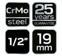 5907558424003 Long Impact Socket 1/2", 19 mm, Cr-Mo