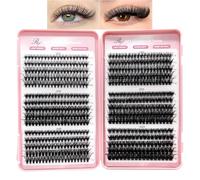 590pcs Individual Eyelashes D Curl 8-16mm Fluffy Russian Eyelashes Extension Natural Lash Clusters for DIY Lash Extensions at Home(30+40+50+60+80+100D)