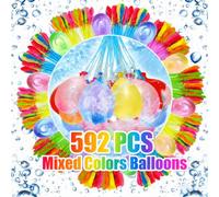 592 Pcs Water Balloons, Rapid-Fill Within Second, Self-Sealing Easy to Use, Vibrant Colors, Eco-Friendly, Ideal for Summer Fun, Outdoor Games, Perfect for Backyard Water Fights and Parties