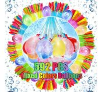 592Pcs Water Balloons, Water Balloons Quick Fill with 4 Filling Nozzles, Colourful Small Balloons for Kids Adults, Waterballoons for Kids Easy Fill, for Summer Outdoor Water Games, Backyard Fights