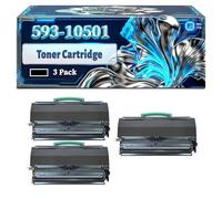593-10501 Toner Cartridge Compatible for Dell 2230 2230d 2230dn Printers, With Chip Large Capacity 3500 Pages (3 Pack Black)