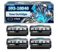 593-10840 Toner Cartridges Compatible for Dell 3330DN Printers, With Chip Large Capacity 7000 Pages (4 Pack Black)