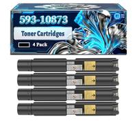 593-10873 Toner Cartridges Compatible for Dell 7130CDN Printers, With Chip Large Capacity 19000 Pages (4 Pack Black)