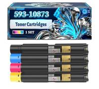 593-10873 Toner Cartridges Compatible for Dell 7130CDN Printers, With Chip Large Capacity 19000 Pages (4-Pack BK/C/M/Y)