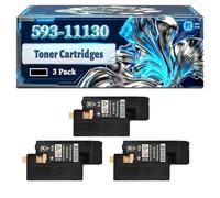 593-11130 Toner Cartridges Compatible for Dell C1660W Printers, With Chip Large Capacity 2250 Pages (3 Pack Black)