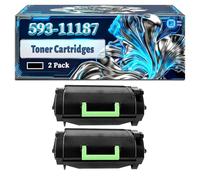 593-11187 Toner Cartridges Compatible for Dell B 5460dn B 5465dnf Printers, With Chip Large Capacity 6000 Pages (2-Pack Black)