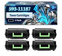 593-11187 Toner Cartridges Compatible for Dell B 5460dn B 5465dnf Printers, With Chip Large Capacity 6000 Pages (4 Pack Black)