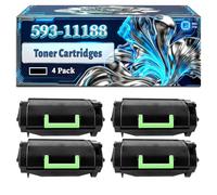593-11188 Toner Cartridges Compatible for Dell B 5460dn B 5465dnf Printers, With Chip Large Capacity 45000 Pages (4 Pack Black)