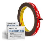 5952 Heavy Duty Double Sided Foam Tape - Industrial Strength Mounting Tape for Metal, Plastic & Painted Surfaces - High Bond Waterproof Acrylic Adhesive 12mm x 3m with IPA & Adhesion Promoter Wipes