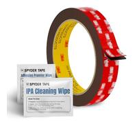 5952 Heavy Duty Double Sided Foam Tape - Industrial Strength Mounting Tape for Metal, Plastic & Painted Surfaces - High Bond Waterproof Acrylic Adhesive 19mm x 3m with IPA & Adhesion Promoter Wipes