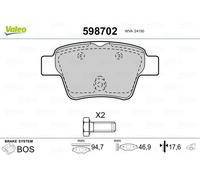 598702 REAR AXLE BRAKE PAD SET, DISC BRAKE VALEO