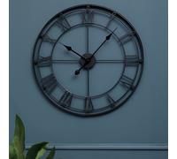 59cm Matt Black Metal Wall Clock, Roman Numeral Frame Decorative Clock, Analogue Clock With Hexagonal Nuts Premier Housewares Black One Size