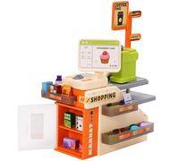59PCS Cash Register for Kids with Sound and Light,Supermarket Toy Set with Coffee Machine,Play Money,Play Shop for Grocery Food Shopping,Pretand Role Play,Gifts for Toldders Girls Boys 3 4 5 Year Old