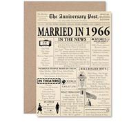 59th Anniversary Card for Men Women - Newspaper Married in 1966 - Happy 59 Year Wedding Anniversary Card for Wife Companion Partner Husband, A5 Anniversaries Greeting Cards