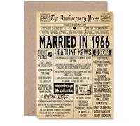 59th Anniversary Card for Men Women - Vintage Newspaper Married in 1966 - Happy 59 Year Wedding Anniversary Card for Wife Companion Husband Partner, A5 Anniversaries Greeting Cards