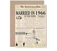59th Anniversary Card for Women Men - Newspaper Married in 1966 - Happy 59 Year Wedding Anniversary Card for Companion Partner Husband Wife, 5x7 Inch Anniversaries Greeting Cards