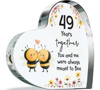 59th Anniversary Plague Gifts for Husband Wife - Meant to Bee - Happy 49th Wedding Anniversary Present for Partner, 100mm Acrylic Heart Keepsake for Forty-Ninth Anniversaries