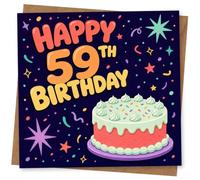 59th Birthday Card for Her, Bright Stars Confetti Design | Eye-catching greeting card; Bright Stars Confetti artwork for her on a 59th birthday with a warm, memorable feel